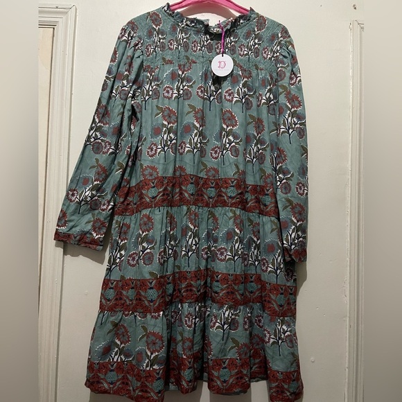 Victoria Dunn Peony Smocked Yoke Dress In Burnt Sienna Floral - Picture 11 of 13